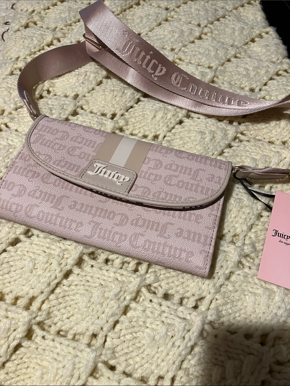 Juicy Couture Light Blush Pink Signature Crossbody Wallet